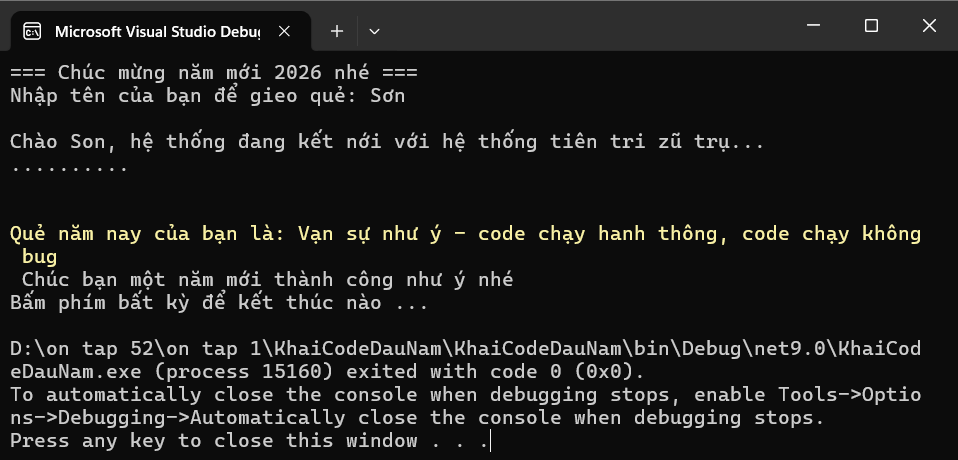 Khai code đầu năm